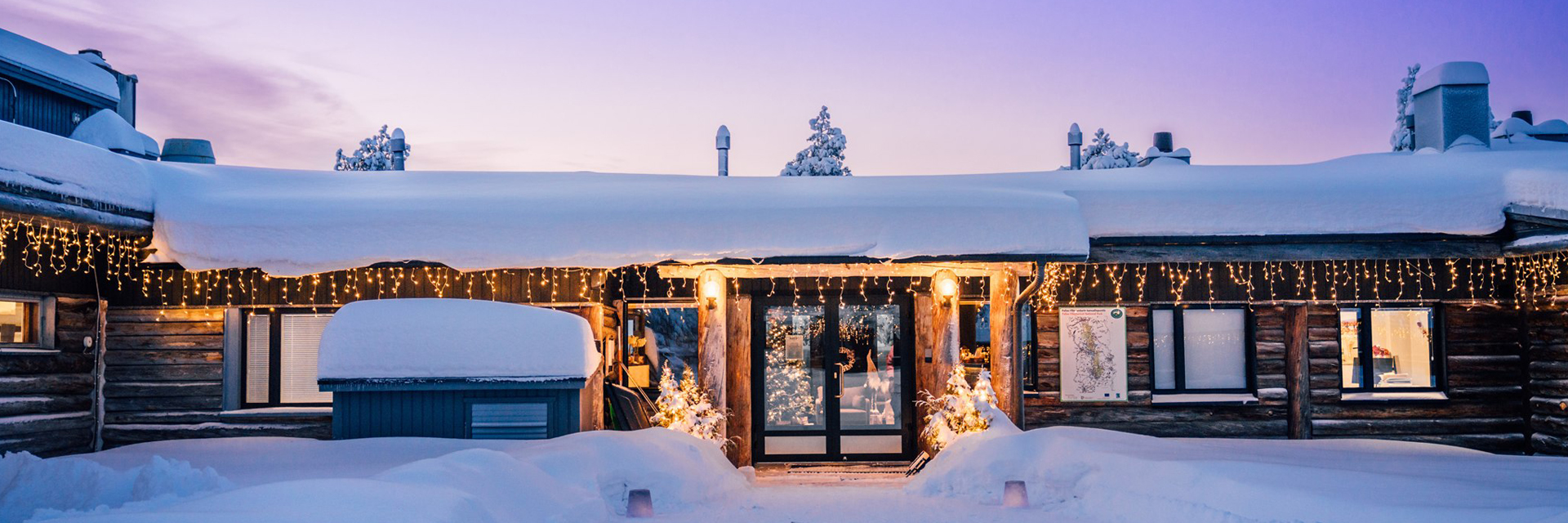 Kelo Resort Entrance during Winter in Muonio Lapland