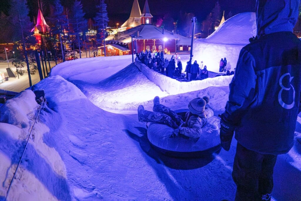 Snow Tubing in Snow Man World at Santa Claus Village in Rovaniemi Lapland