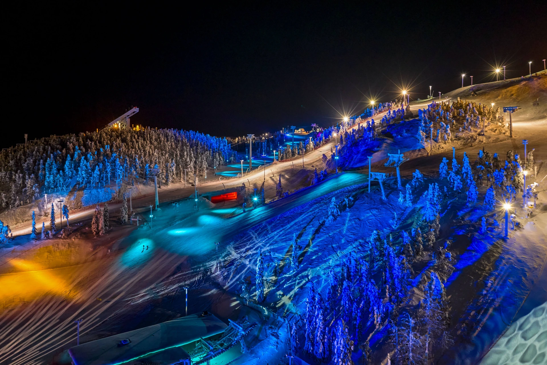 Ruka Ski Resort by Night near Kuusamo in Lapland