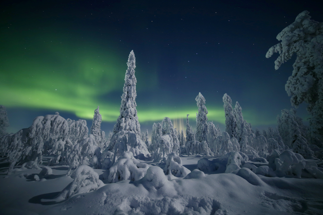 Heavy Snow Northern Lights Finland
