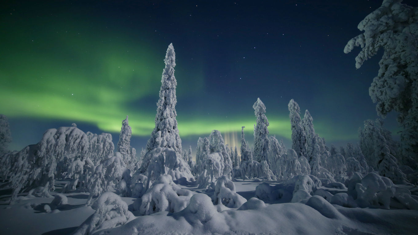 Heavy Snow Northern Lights Finland